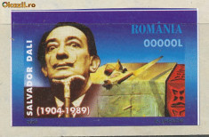 2004 ROMANIA eseu timbru pictor SALVADOR DALI nedantelat FB cu nominal 0.0000 foto