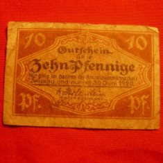 Bancnota Notgeld 10 Pf.oras Zwican 1920 Germania