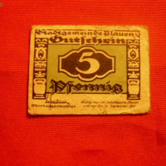 Bancnota Notgeld 5 Pf.oras Blauen 1921 Germania