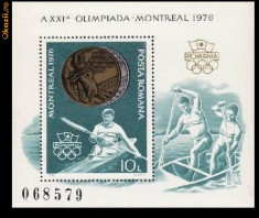 LP 924 - Medalii olimpice la J.O. de vara Montreal colita dt foto