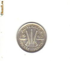 bnk mnd Australia 3 pence 1963 , argint