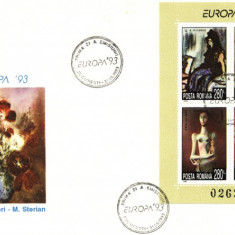 FDC EUROPA 1993, arta contemporana,bloc dantelat