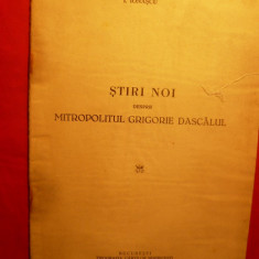 I.IONASCU - Stiri noi - Mitropolitul Grigorie Dascalul- 1938