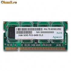 APACER 2GB DDR2 800 SOD PC2-6400 CL6 MEMORIE RAM foto