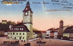 Ok-0511- Romania, Brasov, c.p. 1918, circulata 1925: Casa Sfatului, animat foto