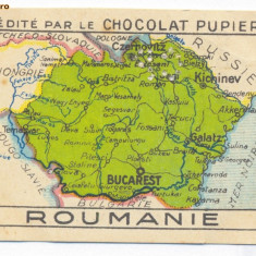 1405 - Harta ROMANIA MARE Cernauti Iasi Chisinau (5 / 7 cm) - mini postcard 1927