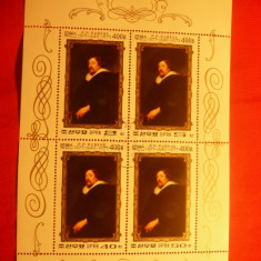 BLOC -AUTOPORTRET -RUBENS 1978 ,COREEA DE NORD stamp.