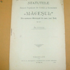 Statutele Bancei ,,Macesul&amp;quot; Targu Jiu 1904