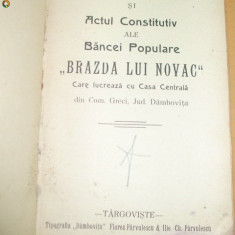 Statutele Bancei Populare ,,Brazda lui Novac&quot; Targoviste