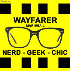 WAYFARER Nerd Geek Chic Ochelari Cu Lentile Transparente Negri L foto