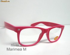 WAYFARER Nerd Geek Clear Lens Ochelari Retro Vintage Roz M foto WAYFARER Nerd Geek Clear Lens Ochelari Retro Vintage Roz M foto