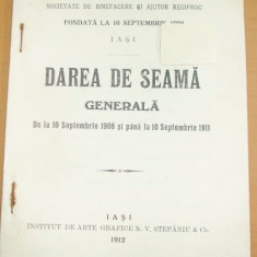 Dare de seama Soc. ,,REGINA ELISABETA&quot; Iasi 1912