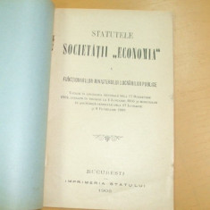 Statut Soc.funct. min. lucrari publice,,ECONOMIA&quot; Buc. 1908