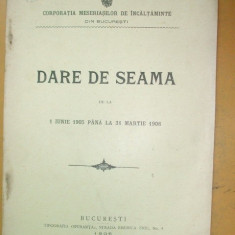 Dare de seama ,,MESERIASI INCALTAMINTE&quot; Buc. 1906