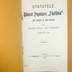 Statutele Bancei ,,FANTANA&quot; Iasi 1914