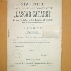 Statutele Bancei ,,LASCAR CATARGIU&quot; Tg Jiu 1904