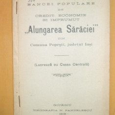 Statutele Bancei,,ALUNGAREA SARACIEI&quot; Giurgiu 1912