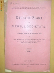 Dare de seama Soc. lucratori fier si lemn Buc. 1906 foto