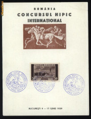 Suvenir postal , Concursul hipic international , Bucuresti , 1939 foto