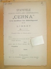 Statut Banca ,,CERNA&amp;amp;quot; Badarasani Tg Jiu 1910 foto