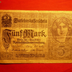 Bancnota 5 Marci 1917 Germania , cal.medie