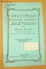 Statut-Soc. BAILE VULCANA-Cucuteni-Dambovita-1902 foto