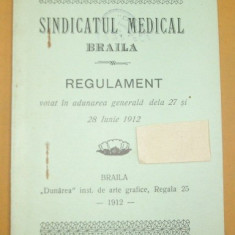 Regulament sindicat medical Braila 1912