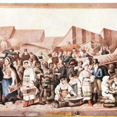 Carte postala ilustrata Iarmaroc la Sibiu,la 1788