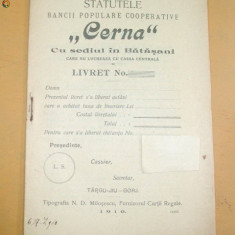 Statut Banca ,,Cerna&quot; Tg Jiu 1910