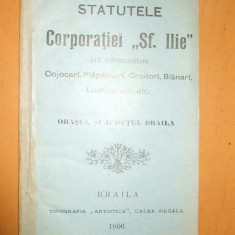 Statut Corporatia croitori ,,Sf. Ilie&quot; Braila 1906