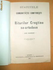 Statutele Comunitatii riturilor crestine Giurgiu 1904