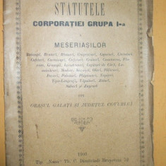 Statute Corporatie grupa I meseriasi Galati 1903