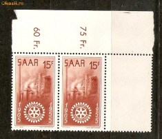 Timbre Saar 1955/*358 &amp;amp;quot;ROTARY&amp;amp;quot; International - 50 ani foto