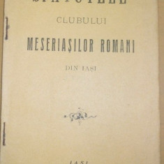 Statut Club meseriasi romani Iasi 1915