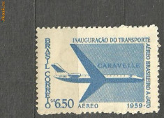 BRAZILIA 1959 - AVION DE PASAGERI CARAVELLE , timbru MNH A118 foto