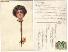 PORTRET FEMININ - 002 - CPT - CIRCULATA 23 - 12 - 1914 - vezi descrierea foto
