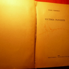 RADU TUDORAN - ULTIMA POVESTE -Prima Editie 1956