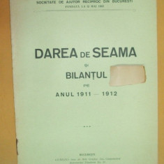 Dare de seama Soc. ajutor ,,Umanitatea&quot; Buc. 1912