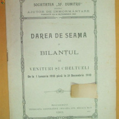 Dare de seama Soc. ajutor ,,Sf. Dumitru&quot; Buc. 1911