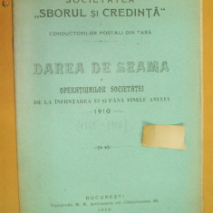 Dare de seama Soc. ,,Sborul si credinta&quot; Buc. 1910