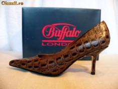 SOLDURI - Pantofi &amp;quot;croco&amp;quot; piele (781-62 CROCO BROWN) Buffalo foto