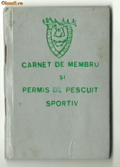 CARNET DE MEMBRU SI DE PESCUIT SPORTIV. foto