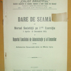 Dare de seama Soc. imprumut ,,Calist arhiereul&quot; Buc. 1913