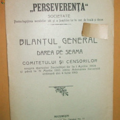 Dare de seama Soc. ajutor ,,Perseverenta&quot; Buc. 1910