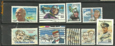 SUA - PIONIERI AVIATIE, 9 timbre stampilate, R13 foto