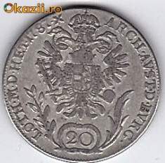 Ungaria Austria 20 KREUZER 1787 B argint Josif foto