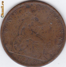 Victoria d g britt reg f d one penny 1887 foto