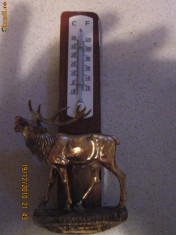 Termometru vechi cu cerb aurit foita 24 k foto