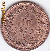 Moneda 5/10 Kreuzer 1859 lot A Munze Austro - Ungaria foto