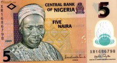 Nigeria 5 naira 2009 polymer unc foto